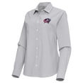 thumbnail image 2 of Women's Antigua Gray Columbus Blue Jackets Porter Woven Tri-Blend Long Sleeve Button-Up Shirt, 2 of 3