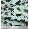 thumbnail image 3 of Soimoi Green Rayon Fabric Beetle & Honey Bee Insects Decor Fabric Printed BTY 56 Inch Wide, 3 of 3
