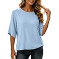 thumbnail image 6 of VBVC Women's Crew Neck 3/4 Sleeve Top , Ladies' Drop Shoulder Loose Fit Tunic , Casual Stretchy Tee Shirts For Women, S-2XL, 6 of 10