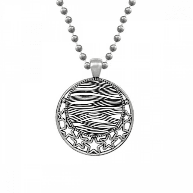 Ligne de Peinture en Bois, Colliers Pendentif Texture Ondulée Rétro Lune Étoiles Bijoux