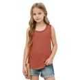 thumbnail image 4 of GERsome Girls Tank Tops Solid Color Square Neck Sleeveless T-Shirts Summer Loose Fit Athletic Workout Gym Tops 3-14 Years, 4 of 9