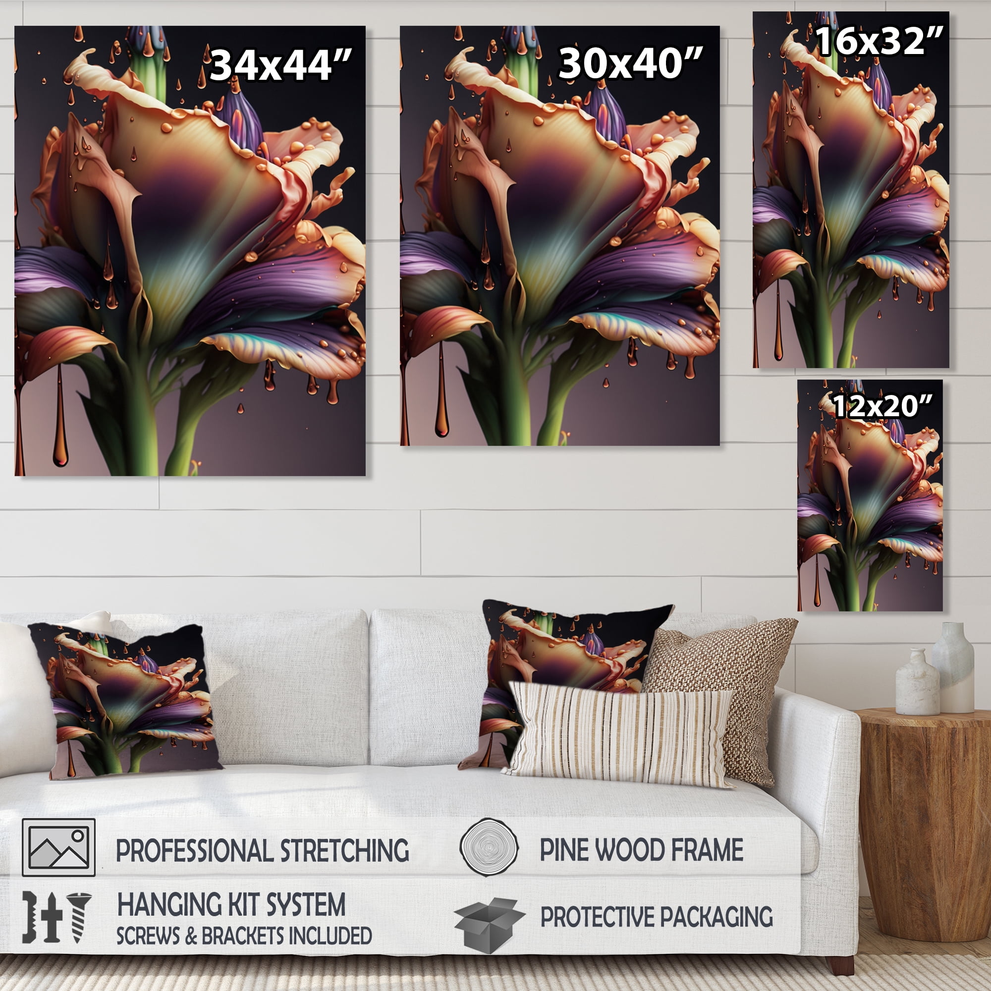 Designart Red Gladiolus Flowers III Canvas Wall Art