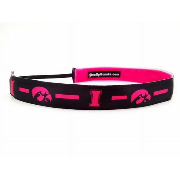 One Up Bands 1438 NCAA Iowa Hot Pink and Black Headband - Pack of 2