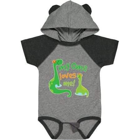 

Inktastic My Oma Loves Me Dinosaur Gift Baby Boy Bodysuit