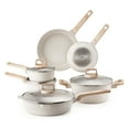 thumbnail image 1 of KFFKFF 17 Piece Pots and Pans Set, Granite Nonstick Cookware Set, Induction Cookwares, Kitchen RV Cooking Sets with Frying, Sauce, Saute, Tempered Glass Lids, White, 1 of 9