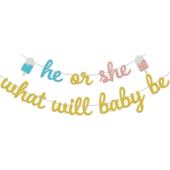 Gold Blue & Rose Gold He Or She What Will Baby Be,Pregnancy Announcement Decorations,Waddle it Be Boy or Girl's,Baby Shower Party Supplies Gender Reveal Party Decor Sign