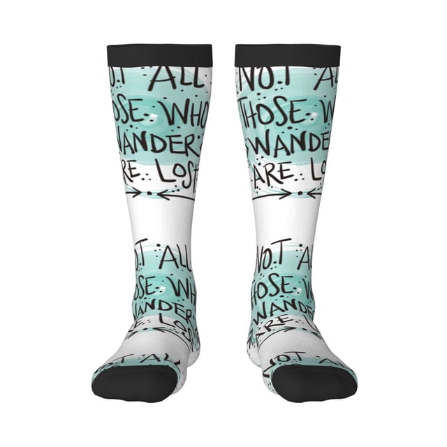 Balery Not All Who Wander Are Lost1 Calcetines novedosos Calcetines deportivos Calcetines hasta la rodilla Calcetines de algodón Calcetines originales y geniales