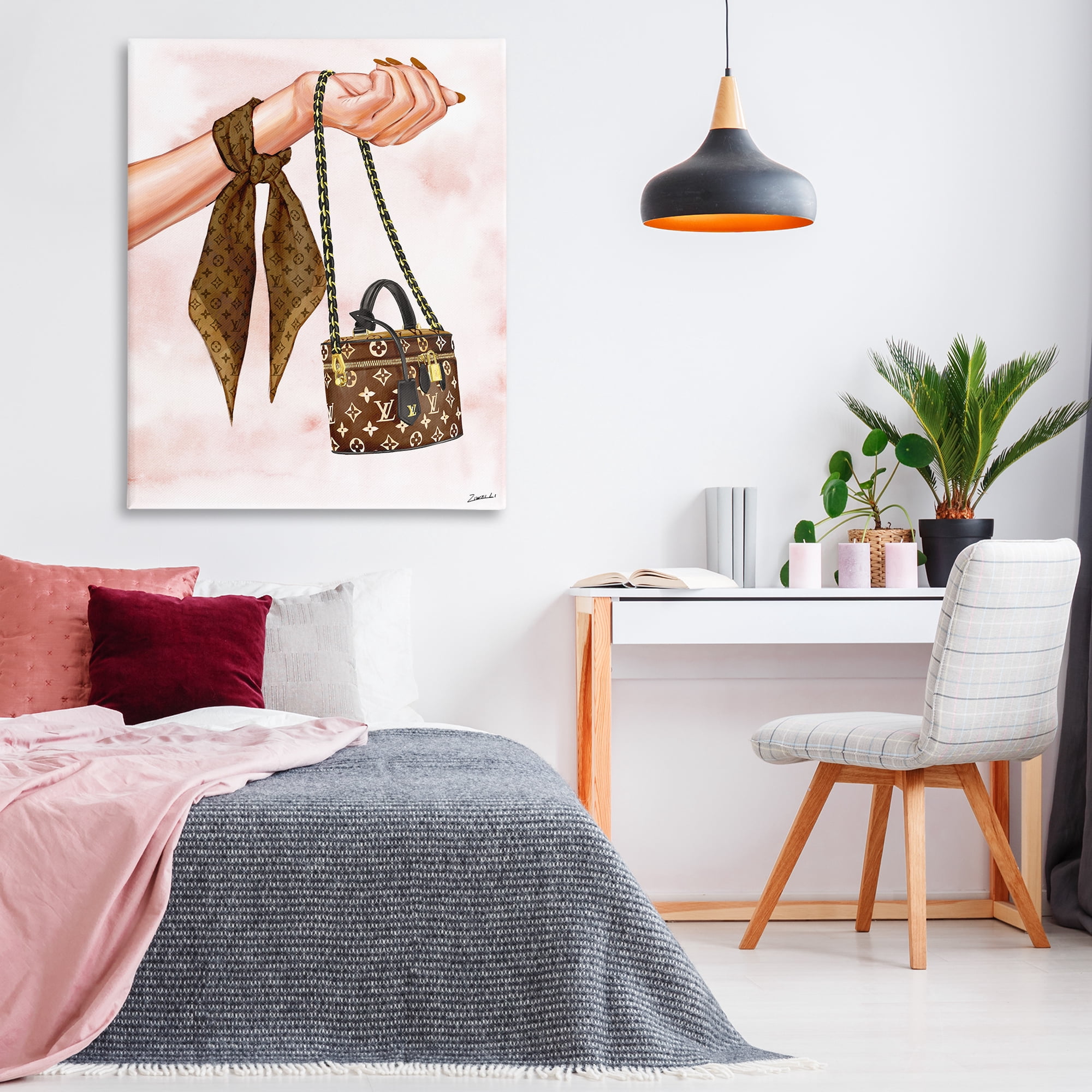 Stupell Industries Trendy Handbag on Wrist Fashion Painting Wrapped Canvas Art Print Wall Art, 36 x 48