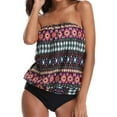 thumbnail image 3 of RotHome Bandeau Tankini Swimsuits for Women Tummy Control Two Piece Bathing Suits Loose Blouson Swim Top for Summer Pool Beach Vacation, 3 of 10