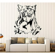 Large Vinyl Wall Decal Anime Girl Manga Room Art Kids Child Stickers Mural Large Decor (ig4627) Silver Metallic