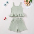 thumbnail image 5 of TOWED22 Toddler Baby Girl 2pcs Lovely Outfits Sleeveless Top and Shorts Sweet Sets Summer Tank Tops Clothing with Pockets Casual Elastic Waist(Light Green,18-24 M), 5 of 6