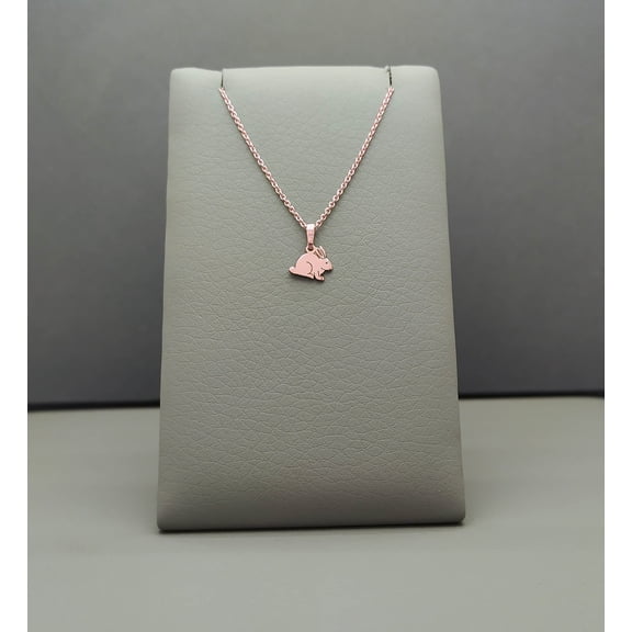 Rabbit Charm in 9 Karats Gold, Rose Gold, Cute Animal Pendant Gift For Daughter, Solid Gold Woman's Necklace with a Bunny Rabbit