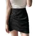 thumbnail image 1 of Gibobby faldas para niña 2022 ante sólido medio vestido Otoño Invierno plisado Irregular cremallera vestido corto borde vestido de mujer(Negro， M), 1 of 4