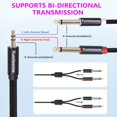 thumbnail image 4 of Adaptador De 3,5 Mm A Doble 1/4 Cable De Audio Mono Ts De 1/8 A 6,35 Mm Cable De Conexión Estéreo Divisor En Y Compatible Con Iphone Ipod Computadora Tarjeta De Sonido Auriculares Altavoz Sistema Esté, 4 of 5