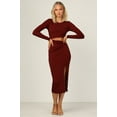 thumbnail image 3 of Womens Dresses Tight Kink Slit Long Sleeve Hollow Dress Slim Fit Hip Sexy Skirt, 3 of 6