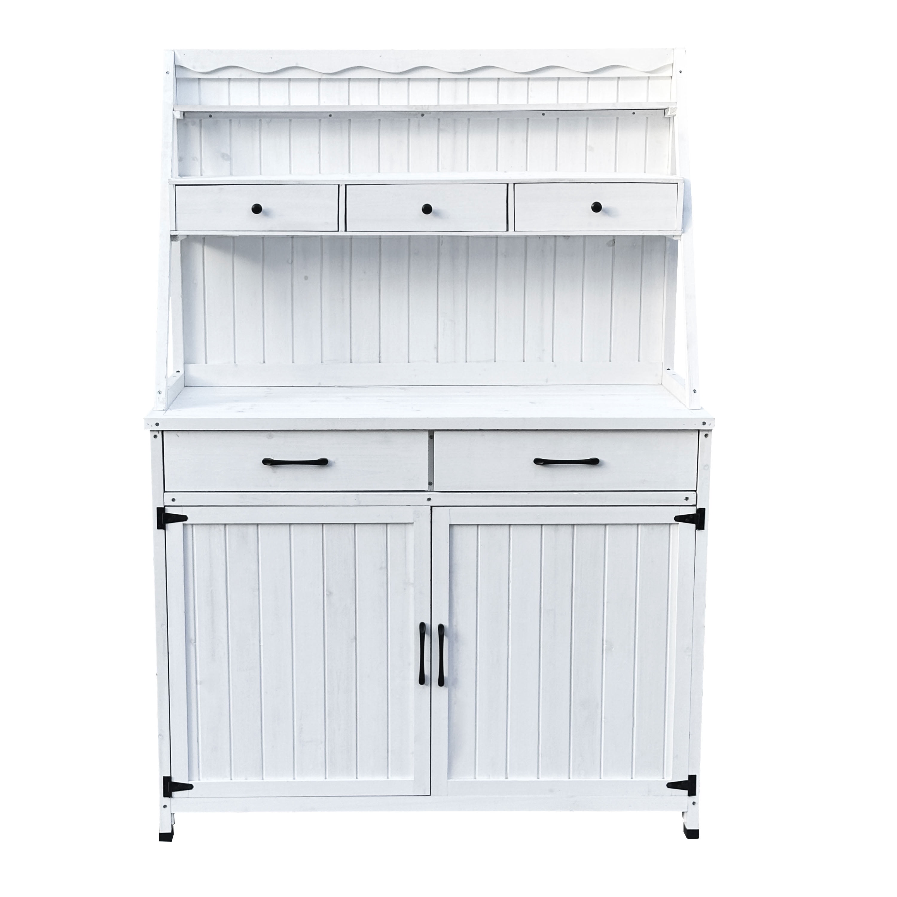 MAYEERTY 64.5" Tall Wood Potting Bench, Outdoor Garden Workstation with Drawers, Storage Cabinet, for Patio, Backyard, Greenhouse