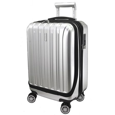 Shadow Spinners Pocket - Luggage 20 inch Carry-on Expandable Spinner Trolley with pocket for computer (Silver)
