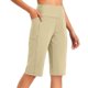 thumbnail image 1 of Pantalones de Yoga de Cintura Alta para las Mujeres Color Sólido Cadera Bolsillos Elásticos Medio Pantalones Cortos, Pantalones Deportivos de Fitness, Poliéster Toda la Temporada, 1 of 6