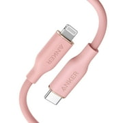 Anker Powerline III Flow USB C Fast PD Charging Cable 3/6ft Silica Gel Lightning Cable [Pink]