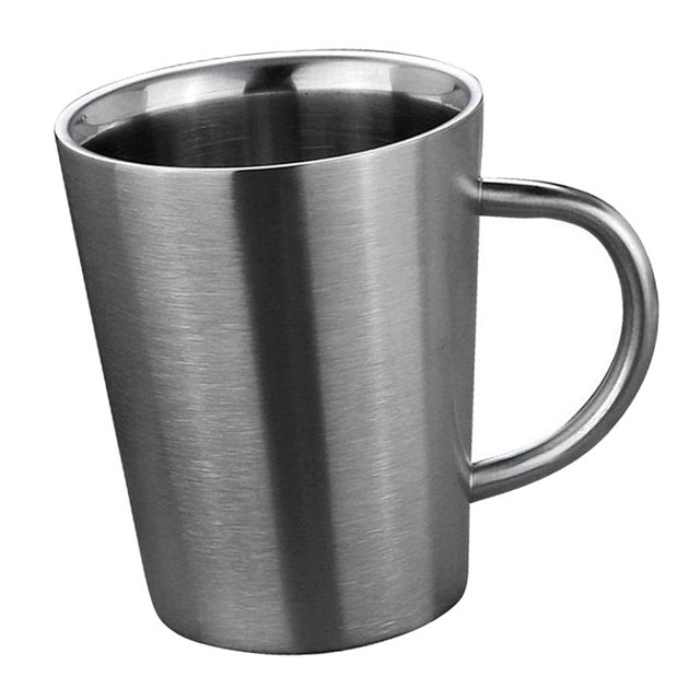 Taza de café del acero inoxidable Taza Aislada Pared Doble Complimentos Fondo Antideslizante - Plata Magideal Taza de café del acero inoxidable