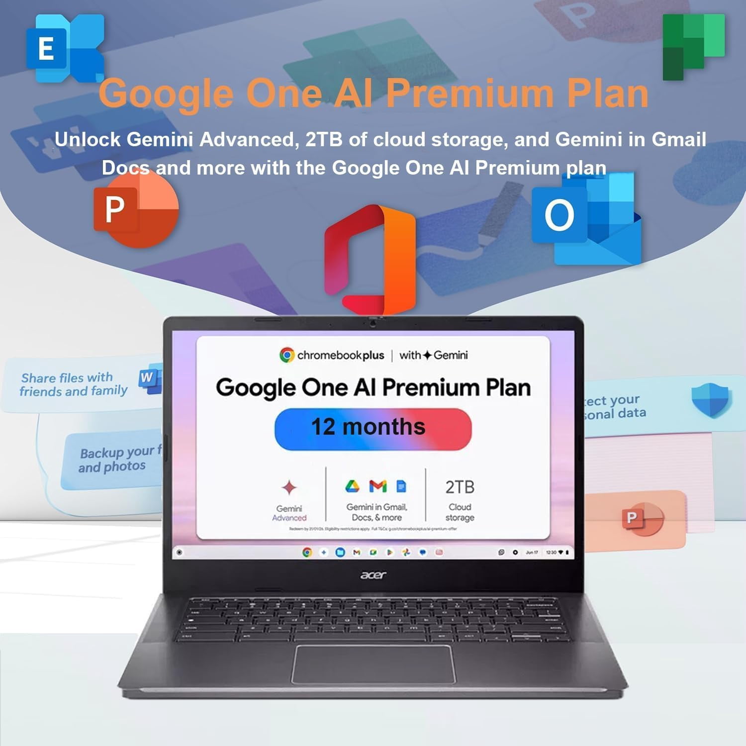 Acer Chromebook Plus 514 Laptop - 14" FHD Touchscreen, Intel I3-N305, 8GB RAM, 640GB Storage, Chrome OS, 11-Hr Battery