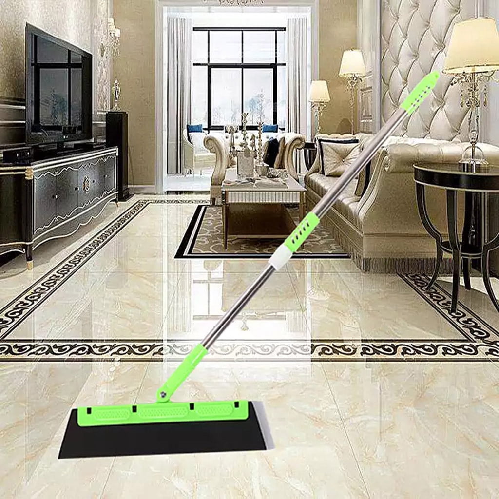2-in-1 Indoor Silicone Broom Wiper with Squeegee and Telescopic Handle Floor Shower for Tile PIVOT Multifunction Magic Broom
