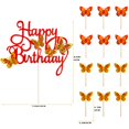 thumbnail image 4 of Topper para pastel MILIYUKI de 13 piezas con mariposas rojo dorado, 4 of 7