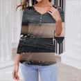 thumbnail image 6 of LYXSSBYX V Neck T Shirts for Women Women's Fashion V-Neck Button Printed Casual Top with 3/4 Sleeve T-Shirt Top, 6 of 8