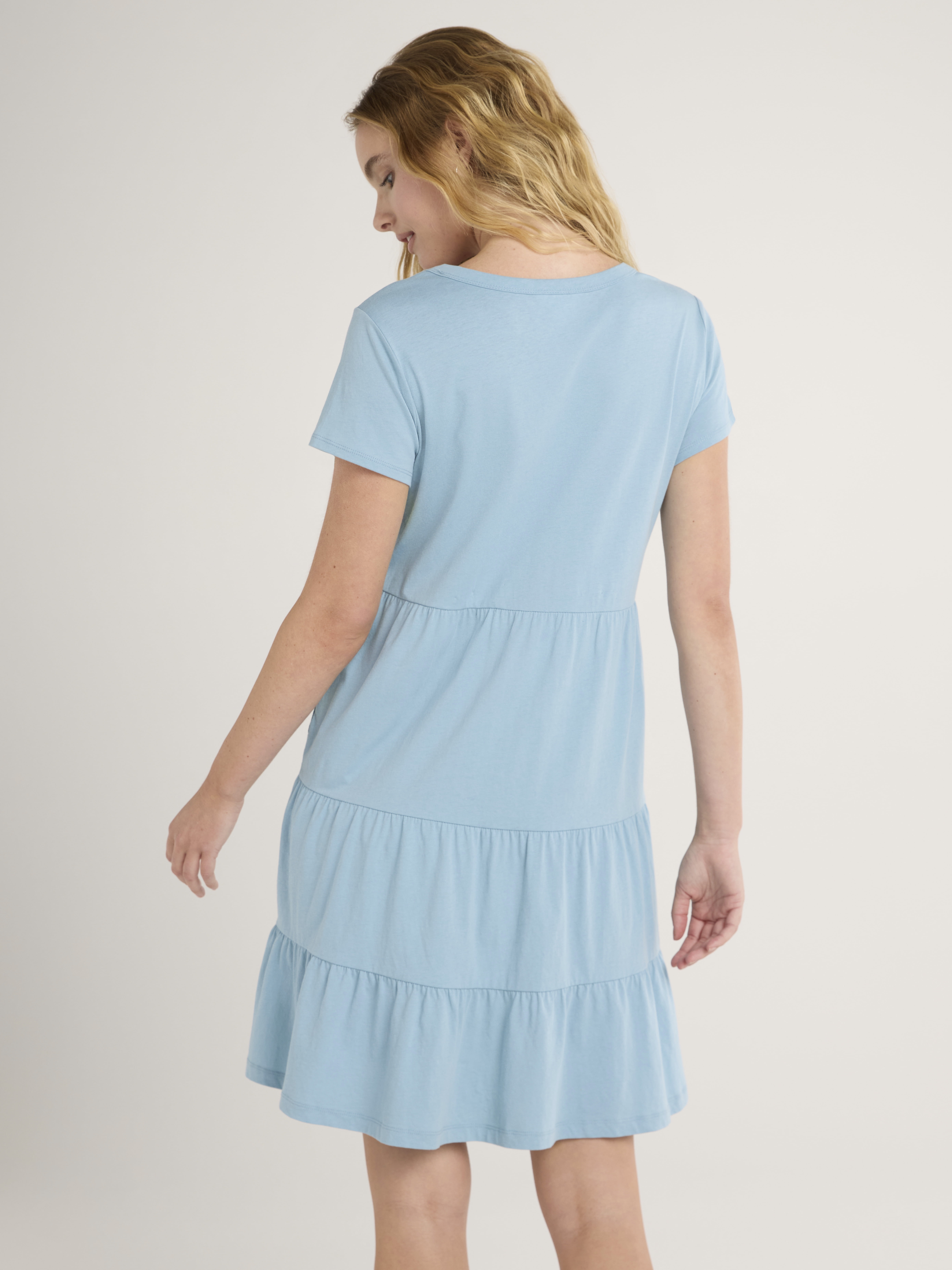 Time and Tru Women's and Women's Plus Tiered Cotton Mini Dress, Sizes XS-4X