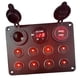 thumbnail image 4 of Panel de interruptores basculantes de 8 posiciones, con cargador USB doble, multifunción, impermeable, apto para coche, barco, camión, RV, ATV, UTV, 12 V/24 V Luz roja, 4 of 6