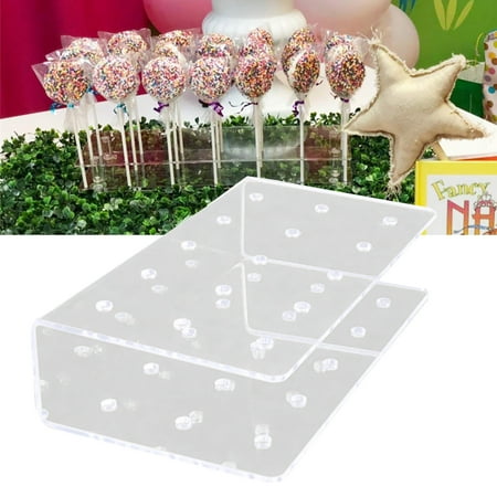 

opvise 1Pc Acrylic LolliHolder Rectangle Shape Double Layer Acrylic Acrylic Cake Stand Display LolliStand for Wedding A