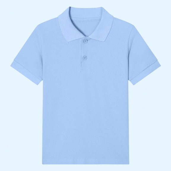 Sentuca Boys Shirts Girls School Uniform T Shirts Cotton Button Lapel Pullover Tops for Kids Clothes Size 5 Years
