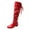 Red, variant on Women Slip-on Square Heel Solid Color High Boots Knee-High Shoes Round Toe Boots(Black,7)