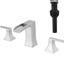 JERFIT 8 inch Widespread Bathroom Faucet with Drain Assembly, Brushed Nickel, 3-Hole Vessel Sink Faucet, Solid Brass Construction, Double Handle Mixer Tap for Vanity