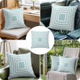 thumbnail image 4 of Throw Pillow Covers, Teal White Geometric 16x16 Pillow Covers for Couch/Sofa/Bed, Square Minimalist Modern Decorative Square Linen Cushion Pillowcase for Home Decor, 4 of 9