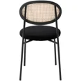 thumbnail image 3 of LeisureMod Euston Dining Chair with Wicker Back and Upholstered Round Seat – Modern Accent Chairs with Black Steel Base Set of 4, 3 of 11
