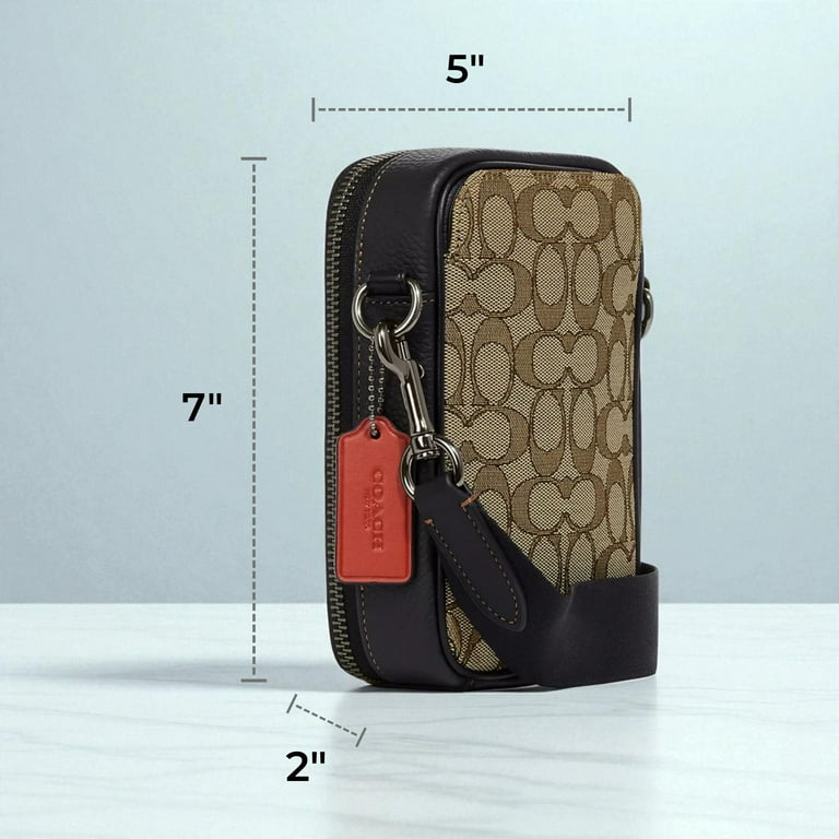 Coach Men's Stanton Crossbody in Signature Jacquard, Khaki/Black