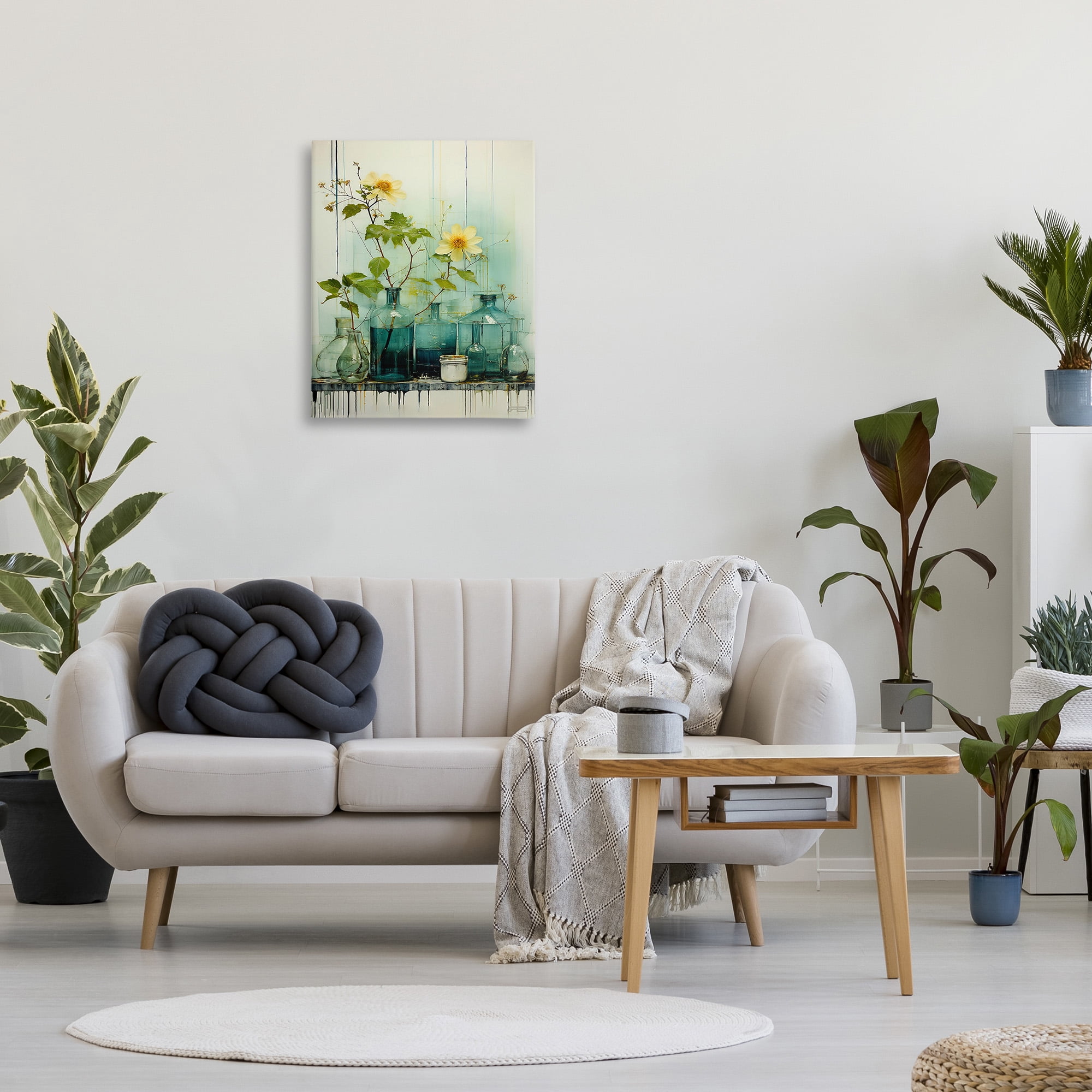 Stupell Industries Modern Jars & Florals Botanical & Floral Painting Gallery Wrapped Canvas Art Print Wall Art, 24 x 30