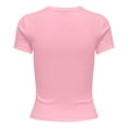 thumbnail image 2 of ONLY T-shirt pour Femmes - Haut à Col Rond ONLVAL LIFE, Col Rond, Coton, Couleur Unie Rose Pâle TP (Très Petit), 2 of 3