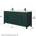 thumbnail image 5 of Wyndham Collection Beckett 72" Wood Double Bathroom Vanity in Green/Black, 5 of 6