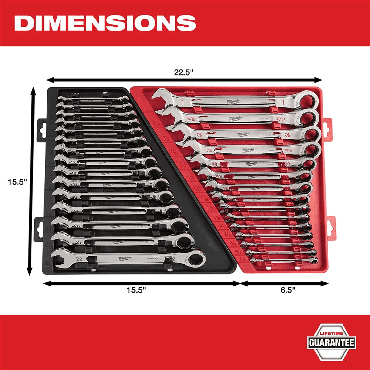Milwaukee 48-22-9516 Ratcheting Combination Metric Wrench Set 15-Piece