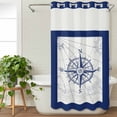 thumbnail image 3 of Blue Compass Nautical No Hook Shower Curtain Waterproof, Bathroom Curtains with Snap in Liners and See Through Top Window, Coastal Abstract Art Retro Hotel Style Bathtub Curtains Shower 36"Wx72"L, 3 of 8