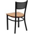 thumbnail image 2 of 2 Pk. HERCULES Series Black Grid Back Metal Restaurant Chair - Natural Wood Seat, 2 of 8