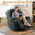thumbnail image 3 of Korser Swivel Rocker Recliner Chair with Massage Linen for Living Room,Dark Grey, 3 of 7