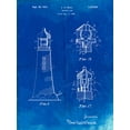 thumbnail image 2 of Borders, Cole 15x18 Black Ornate Wood Framed with Double Matting Museum Art Print Titled - PP941-Faded Blueprint Lighthouse Patent Poster, 2 of 4