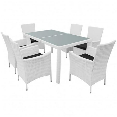 Vidaxl Outdoor Dining Set 13 Pieces Poly Rattan Cream White Vidaxl Outdoor Dining Set 13 Pieces Poly Rattan Cream White