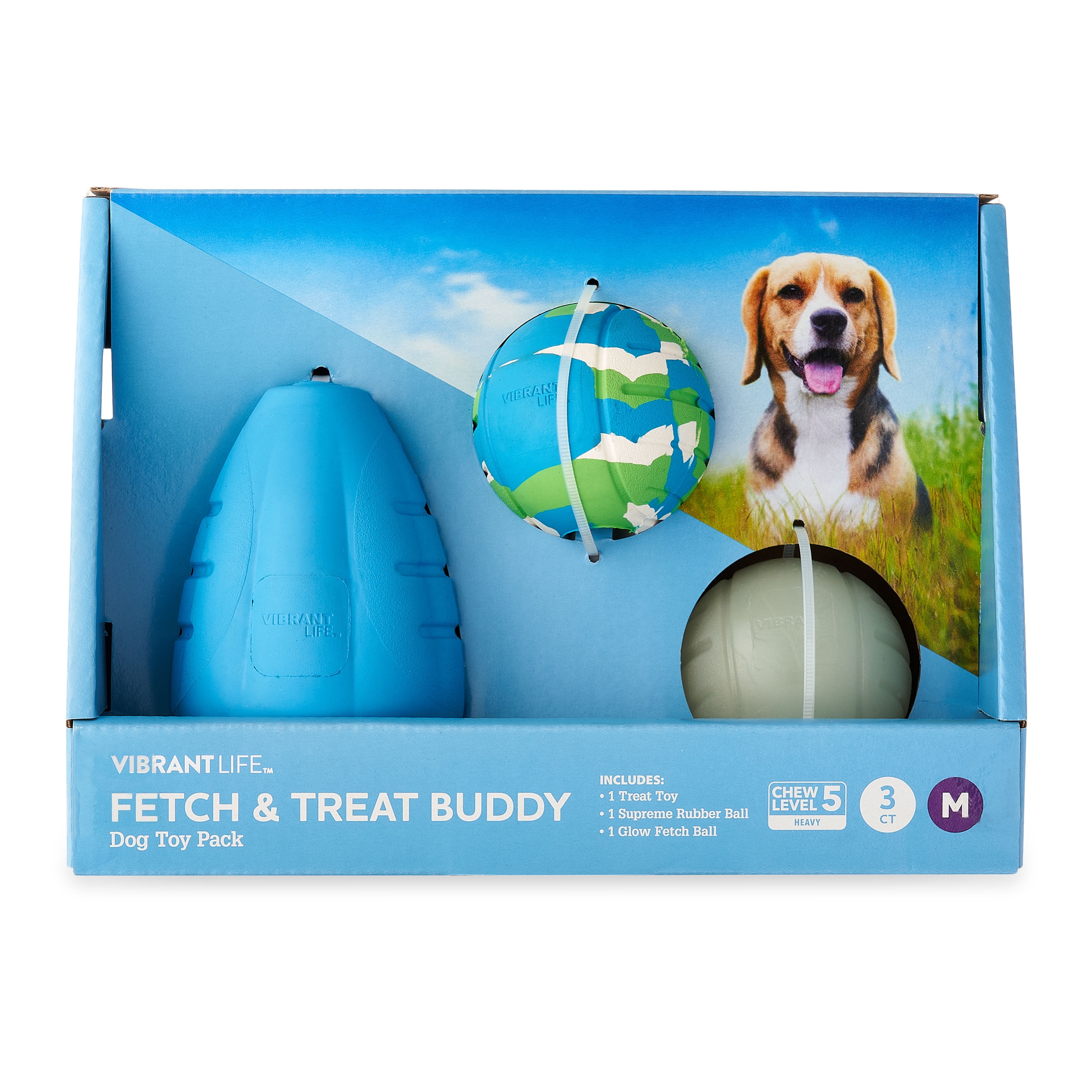 Vibrant Life Fetch Treat Buddy Dog Toy Pack M 3 Count