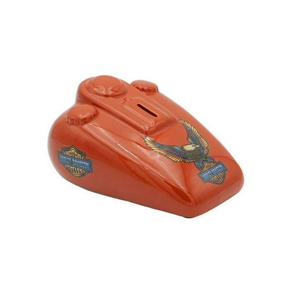 Harley-Davidson Vivid Bar & Shield Eagle Gas Tank Bank, Ceramic Orange, Harley Davidson