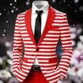 thumbnail image 2 of oqasdz Carnival Mens Blazer One Button Stripe Print Jacket for Classic Fit Stretch Dress Coat Daily Formal Outdoor Activities, 2 of 3