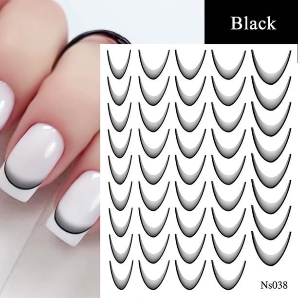 XWSHYW Pegatinas de Uñas Pegatinas para Uñas Color Sólido Pegatinas para Uñas con Gradiente Francés Adhesivo Trasero